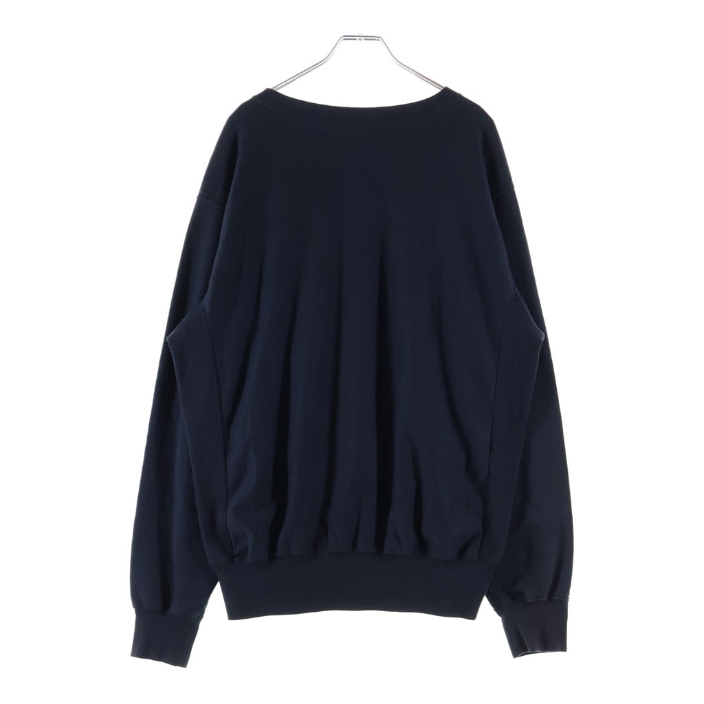 AURALEE(オーラリー) 24SS ELASTIC HIGH GAUGE SWEAT P O エラスティック ハイゲージ クルーネック プルオーバースウェットトレーナー ネイビー A24SP02NU