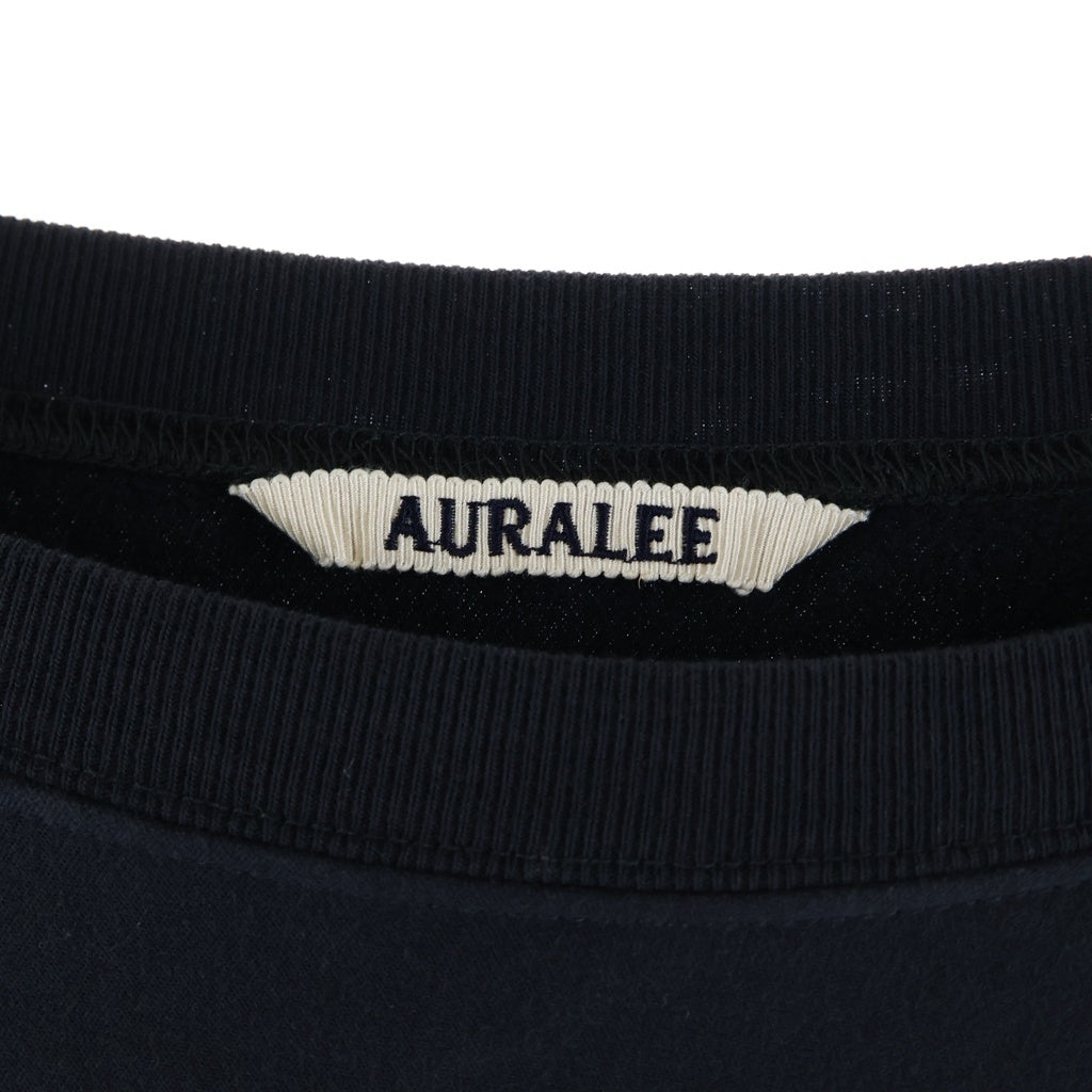 AURALEE(オーラリー) 24SS ELASTIC HIGH GAUGE SWEAT P O エラスティック ハイゲージ クルーネック プルオーバースウェットトレーナー ネイビー A24SP02NU