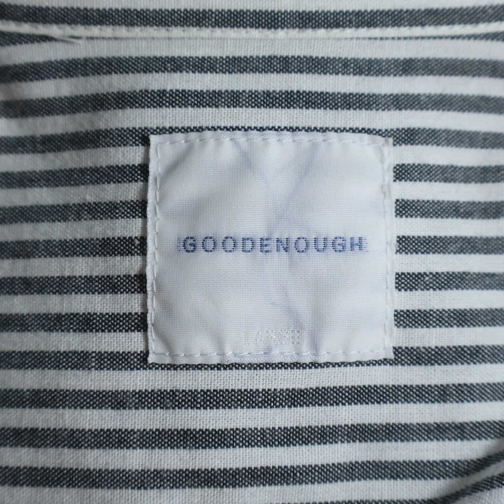 GOODENOUGH(グッドイナフ) ストライプ総柄 カットオフデザイン コットン 長袖シャツ グレー