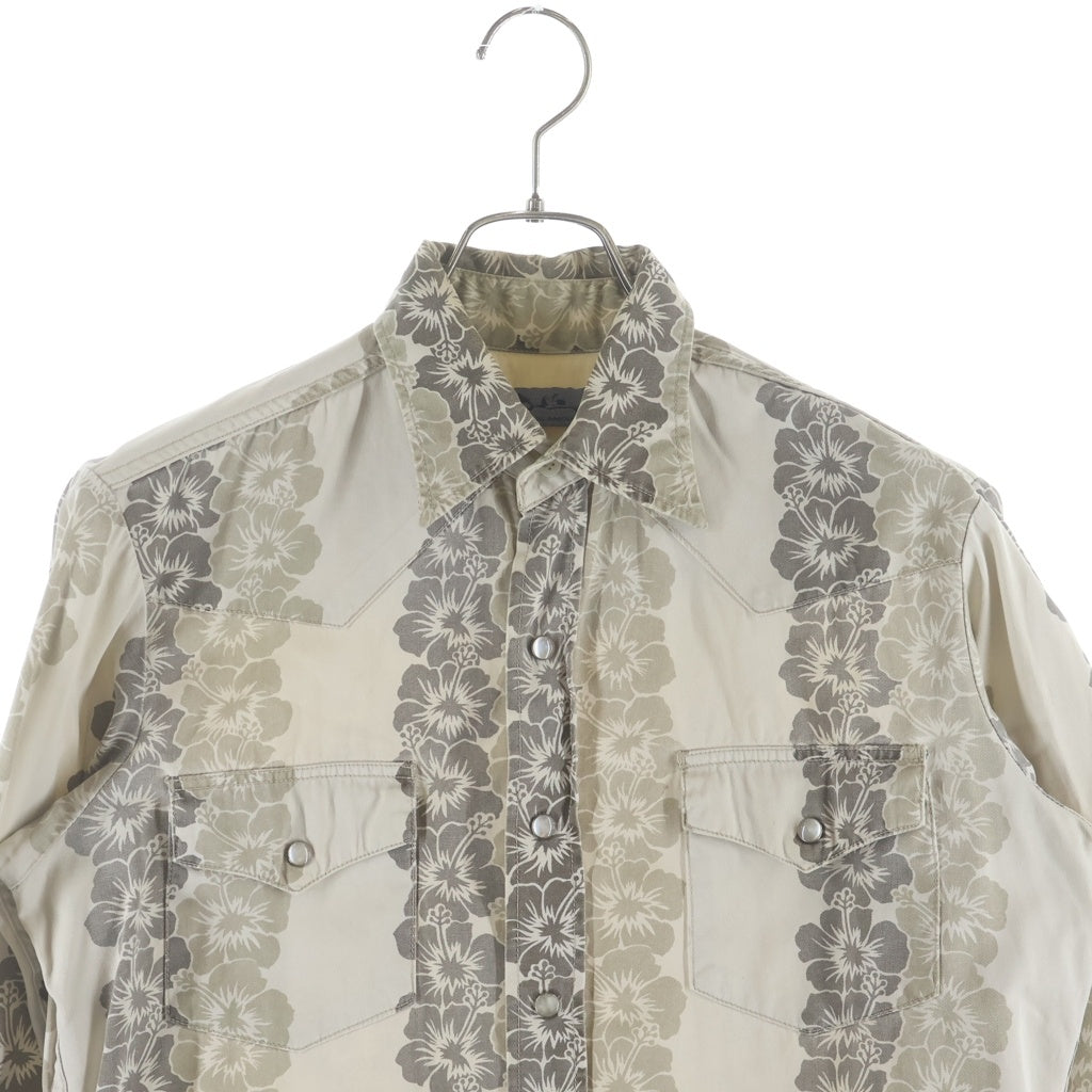 HYSTERIC GLAMOUR(ヒステリックグラマー) ハイビスカス柄プリント ウエスタン 長袖シャツ ベージュ