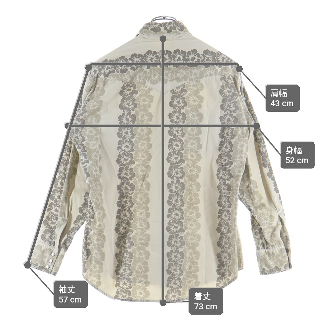 HYSTERIC GLAMOUR(ヒステリックグラマー) ハイビスカス柄プリント ウエスタン 長袖シャツ ベージュ