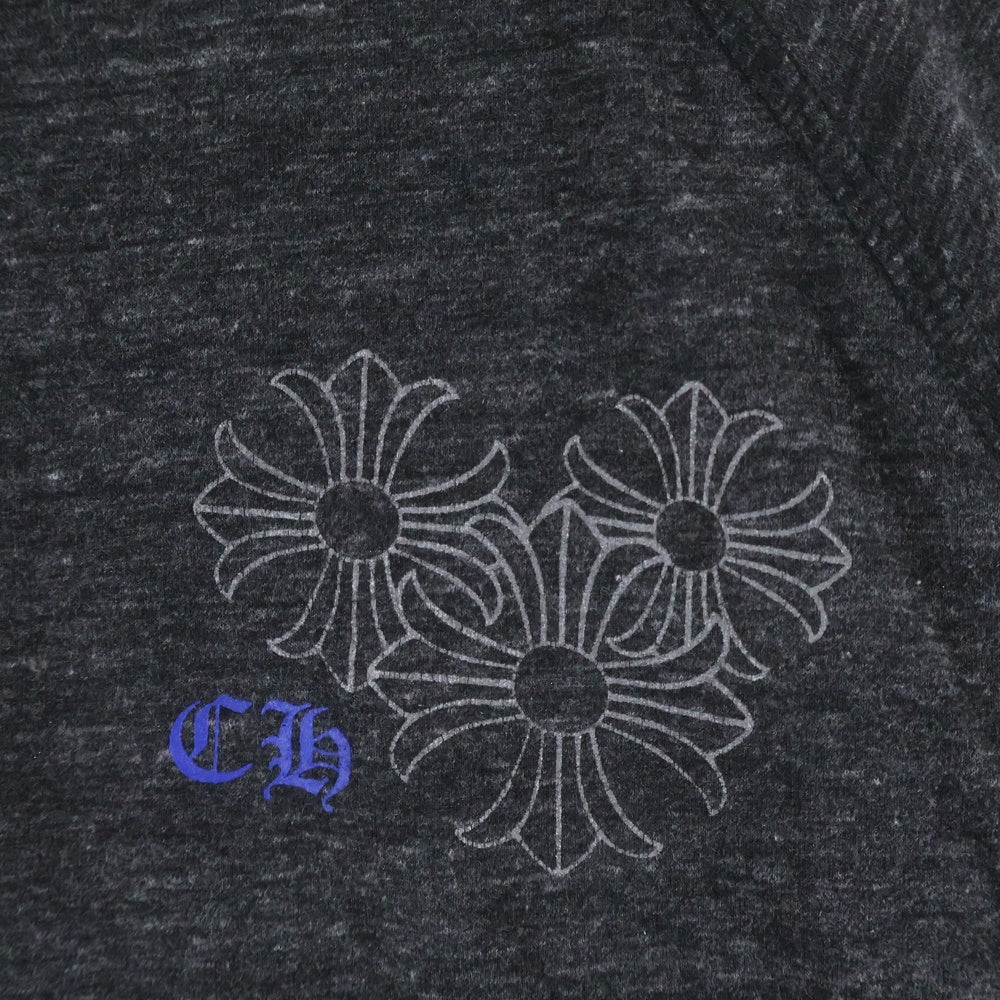 CHROME HEARTS(クロムハーツ) CHクロス バックプリント ヘンリーネック 長袖Tシャツ カットソー グレー