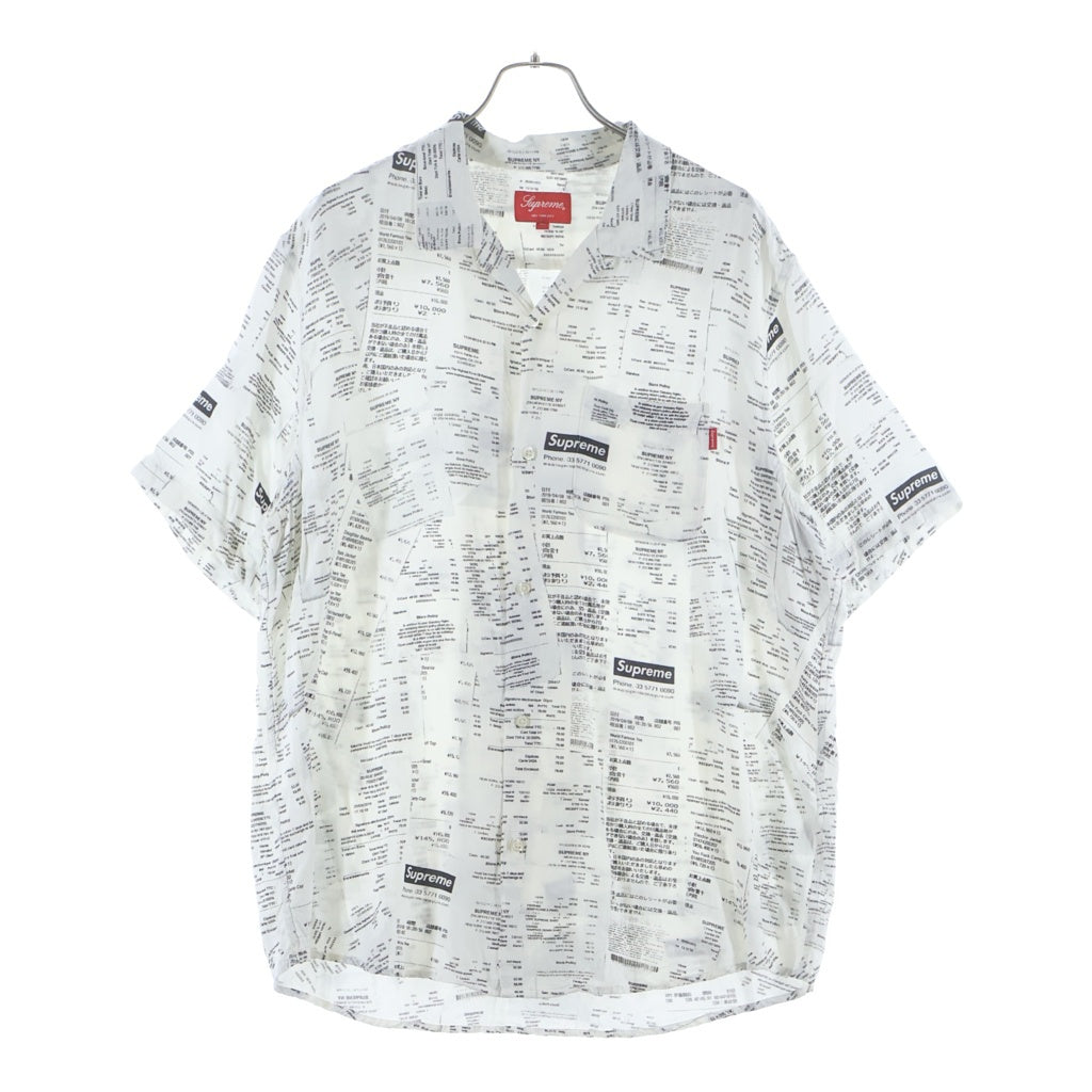 SUPREME(シュプリーム) 20AW Receipts Rayon S/S Shirt レシート総柄プリント レーヨン 半袖シャツ ホワイト