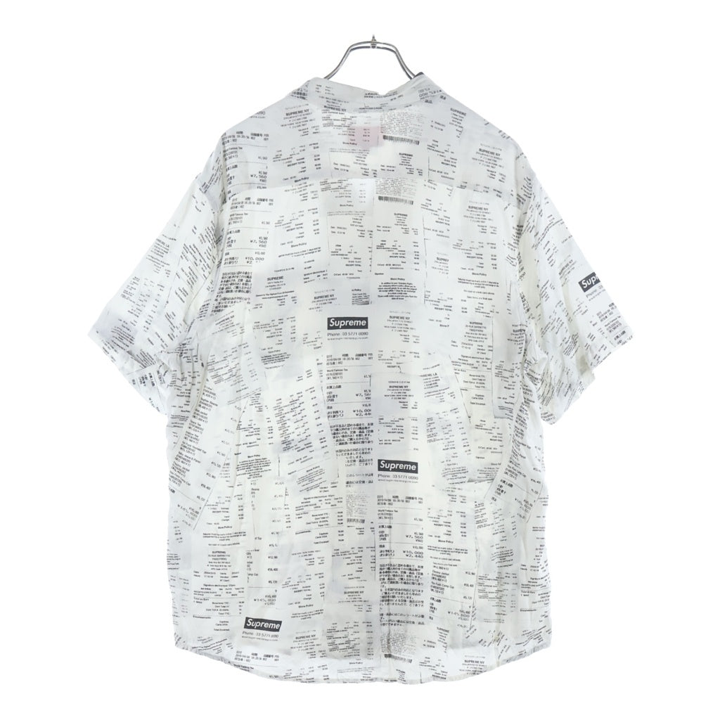 SUPREME(シュプリーム) 20AW Receipts Rayon S/S Shirt レシート総柄プリント レーヨン 半袖シャツ ホワイト