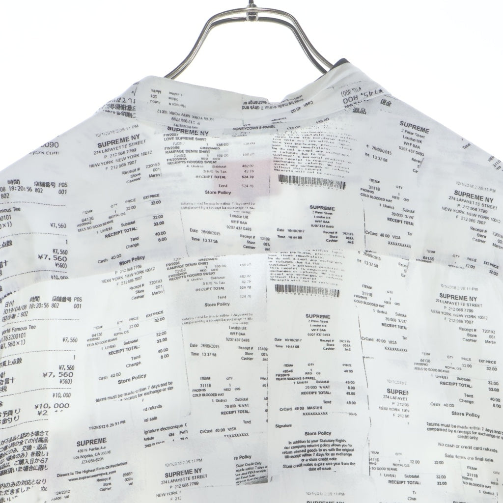 SUPREME(シュプリーム) 20AW Receipts Rayon S/S Shirt レシート総柄プリント レーヨン 半袖シャツ ホワイト