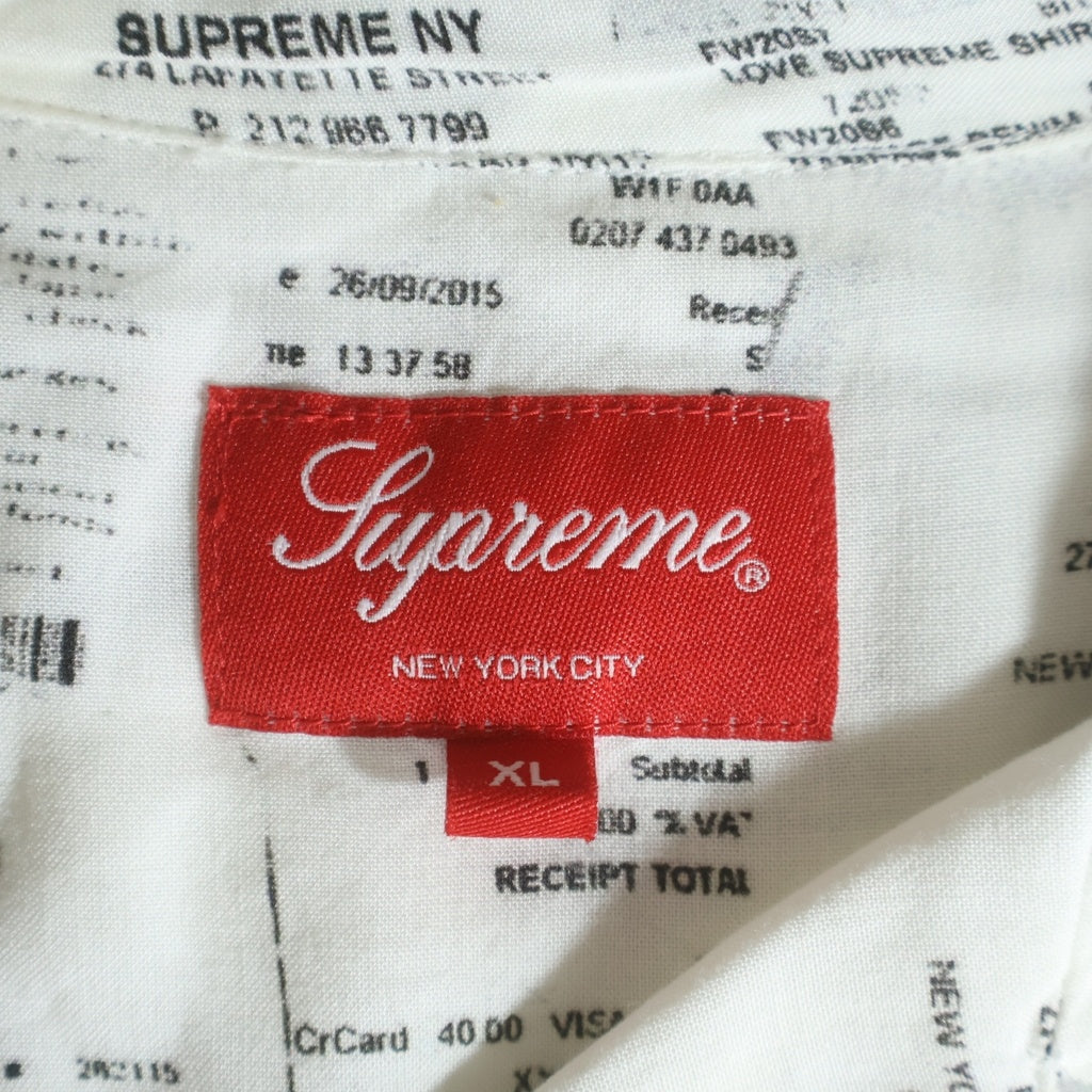 SUPREME(シュプリーム) 20AW Receipts Rayon S/S Shirt レシート総柄プリント レーヨン 半袖シャツ ホワイト