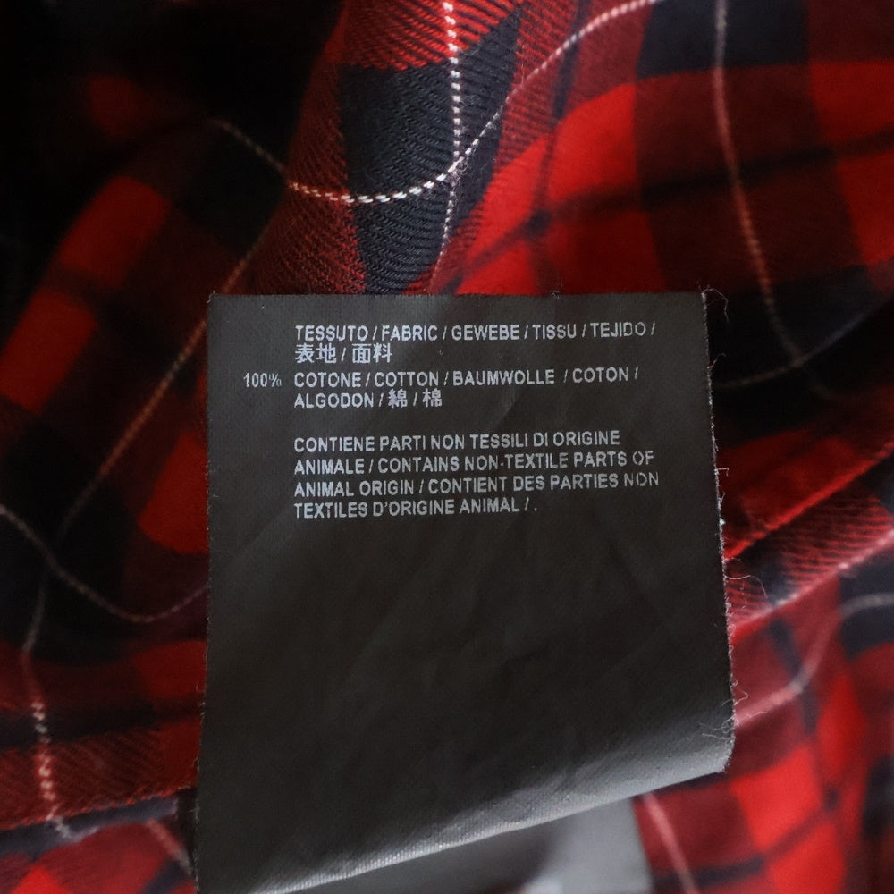 BALENCIAGA(バレンシアガ) Oversized Check Shirt バックロゴプリント オーバーサイズ長袖チェックシャツ レッド 508465 レディース