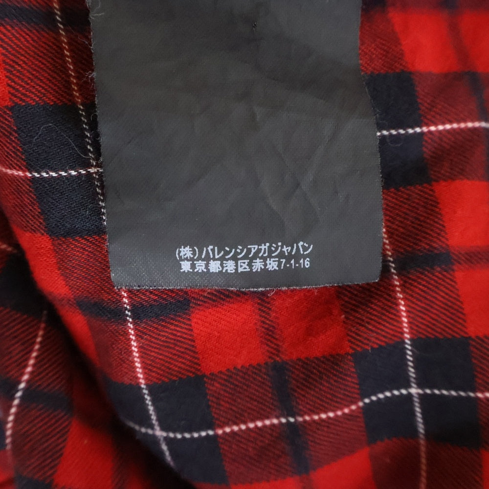 BALENCIAGA(バレンシアガ) Oversized Check Shirt バックロゴプリント オーバーサイズ長袖チェックシャツ レッド 508465 レディース