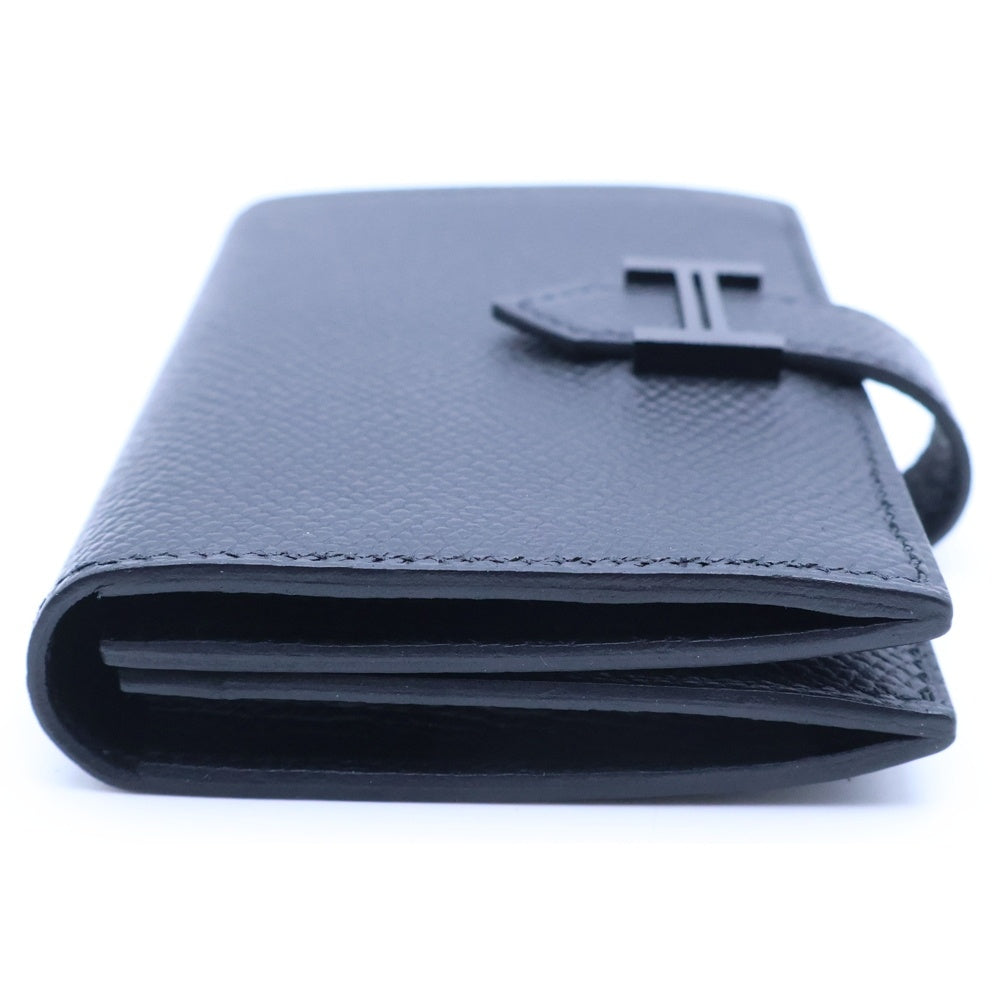 HERMES(エルメス) ベアンミニ カードケース ソーブラック 二つ折り財布 カードケース 名刺入れ ブラック レザー ブラック金具