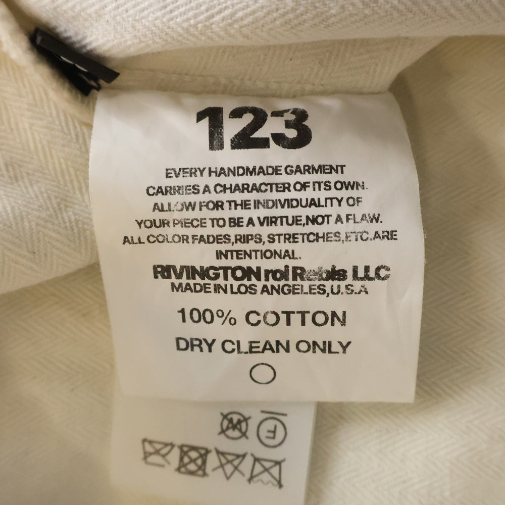 RRR-123(アールアールアール123) PROTESTANT SHIRT プロテスタント ユーズド加工 オーバーサイズ ドルマンスリーブ 長袖シャツ ホワイト/ブラウン NAZA-SI96
