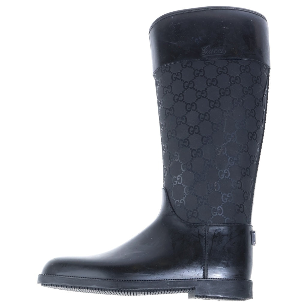 GUCCI(グッチ) GG総柄 ラバー レイン ロングブーツ ブラック レディース