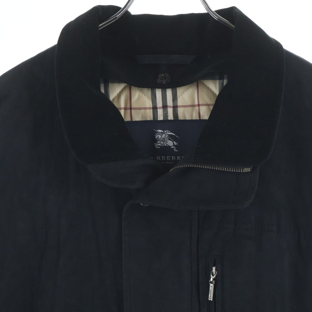 BURBERRY LONDON(バーバリーロンドン) スエードレザー ノバチェックライニング ハリントンジャケット スイングトップ ブラック レディース