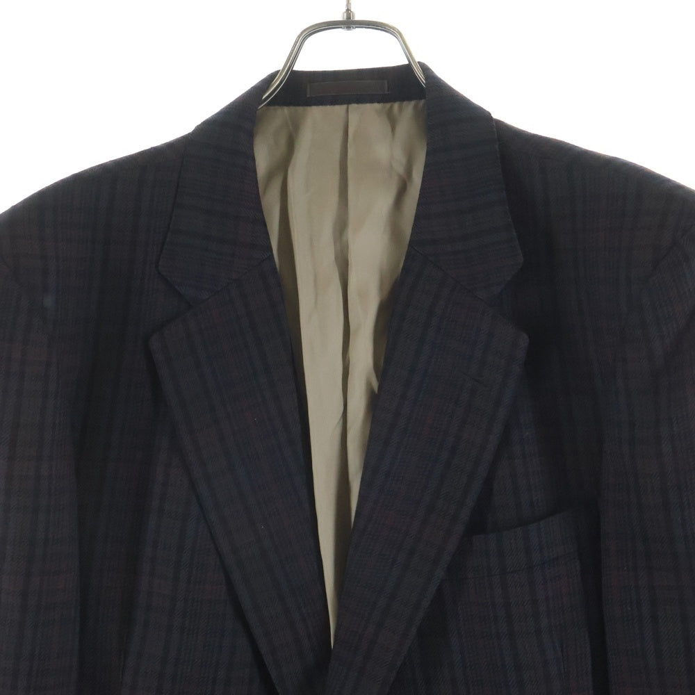 BURBERRY(バーバリー) チェック総柄 ノッチドラペル2Bテーラードジャケット ブラウン