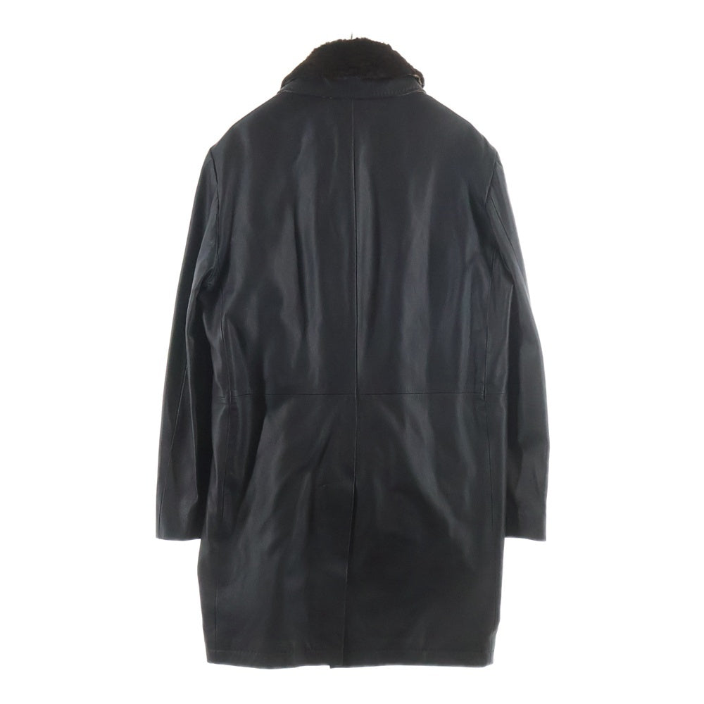 Chester Barrie(チェスターバリー) ラビットファーカラー レザー コート ブラウン レディース
