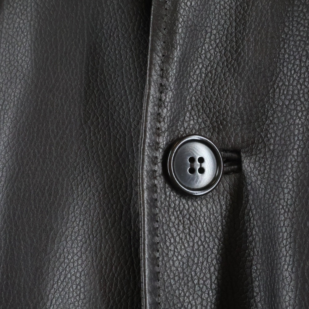 Chester Barrie(チェスターバリー) ラビットファーカラー レザー コート ブラウン レディース
