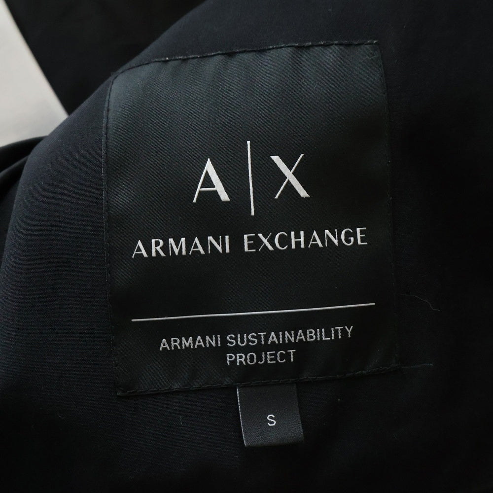Armani Exchange(アルマーニ エクスチェンジ) ロゴプリントフード付きダウンジャケット ブラック 6LZB12 ZNICZ レディース