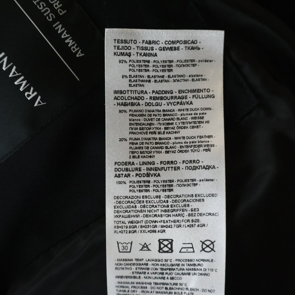 Armani Exchange(アルマーニ エクスチェンジ) ロゴプリントフード付きダウンジャケット ブラック 6LZB12 ZNICZ レディース