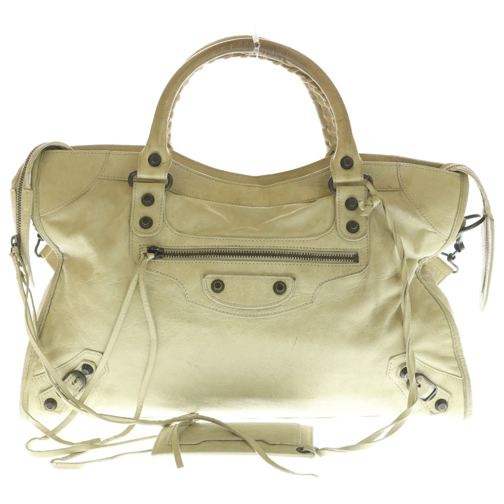 BALENCIAGA(バレンシアガ) ザ シティ 2WAYハンドバッグ ショルダーバッグ アイボリー ベージュ レザー 115748 ゴールド金具