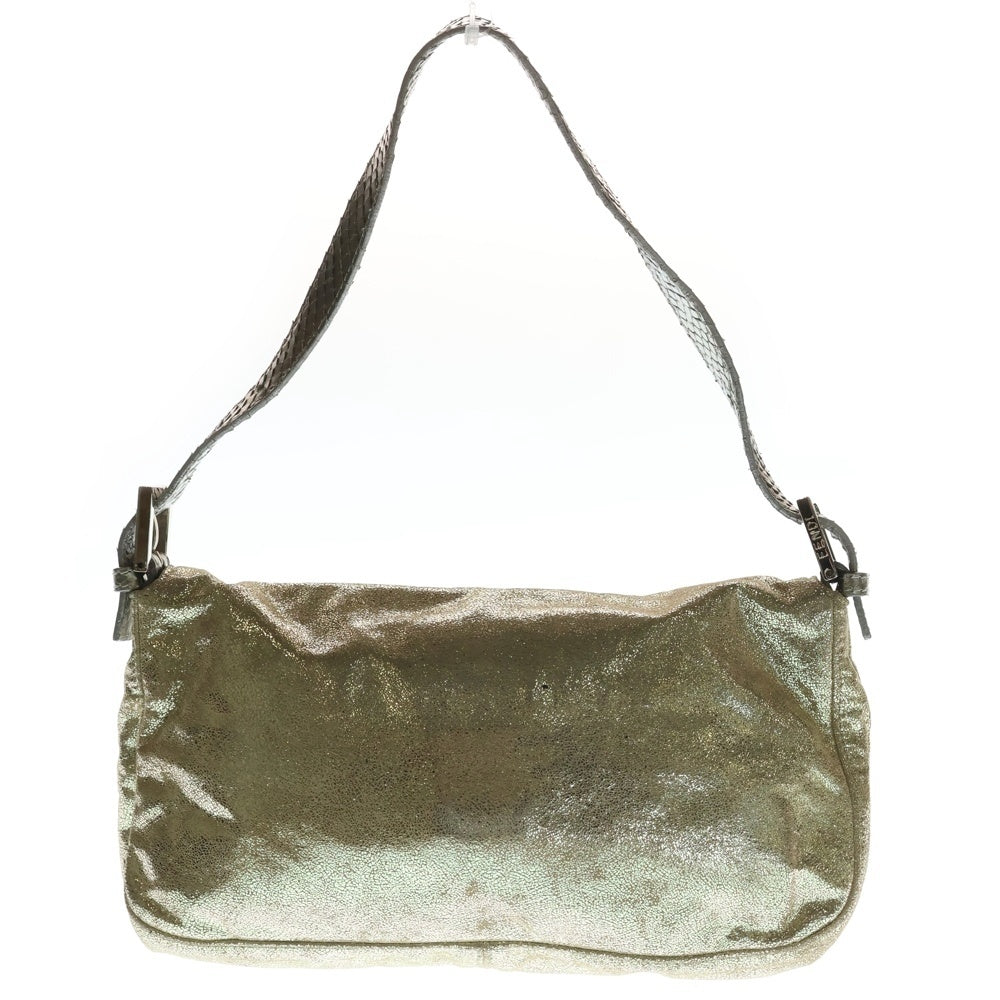 FENDI(フェンディ) マンマバケット ハンドバッグ ワンショルダーバッグ ゴールド パイソン×レザー 8BR000 シルバー金具 レディース
