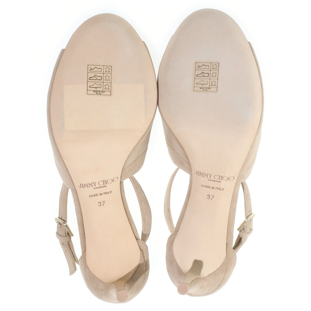 JIMMY CHOO(ジミーチュウ) スウェードオープントゥパンプス ブラウン レディース