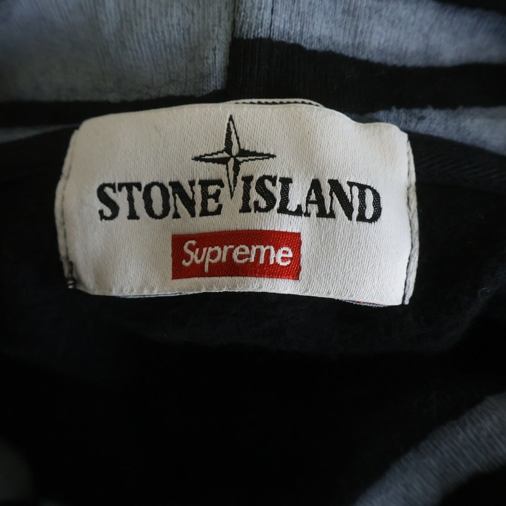 STONE ISLAND(ストーンアイランド) 20AW ロゴ刺繍ボーダープルオーバーパーカー ブラック 7325601S5