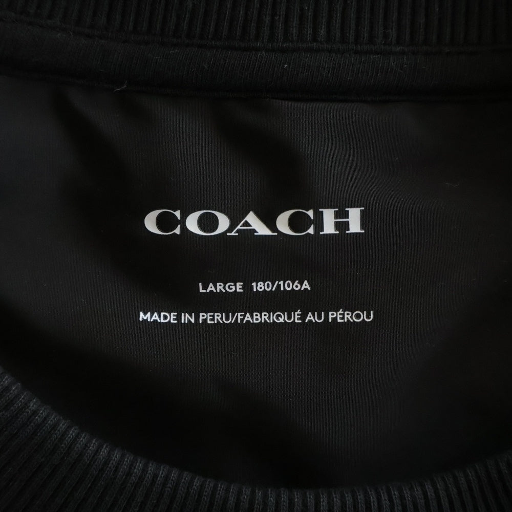 COACH(コーチ) ラバーロゴ シグネチャー総柄 クルーネック プルオーバー スウェットトレーナー ブラック
