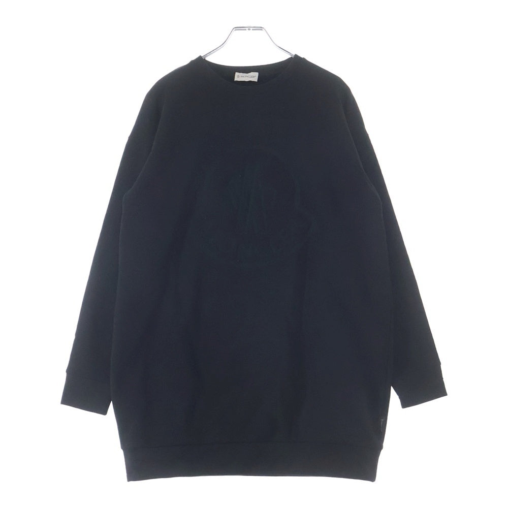 MONCLER(モンクレール) 22SS ロゴ刺繍 クルーネック プルオーバー スウェットトレーナー ブラック キッズ F29548G72010
