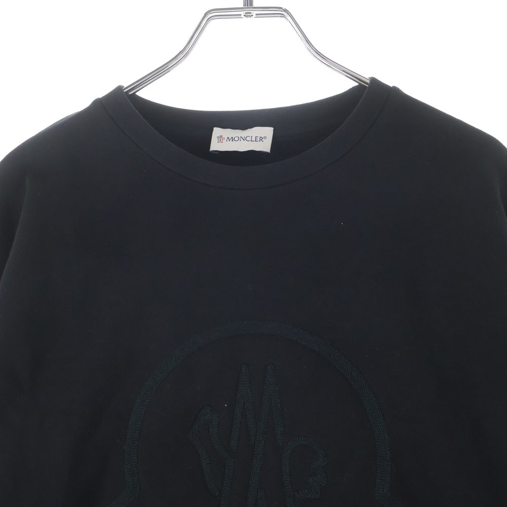 MONCLER(モンクレール) 22SS ロゴ刺繍 クルーネック プルオーバー スウェットトレーナー ブラック キッズ F29548G72010
