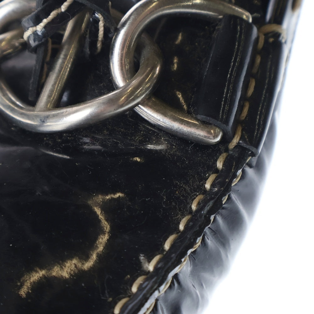 PRADA(プラダ) チェーン装飾 パテントレザー スクエアトゥ ドライビングシューズ ブラック レディース