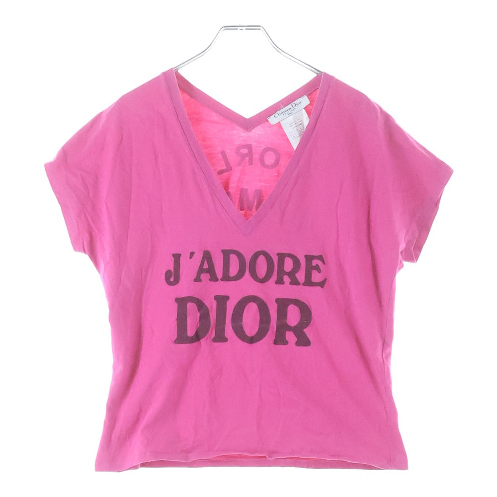Christian Dior - 極美品 CHRISTIAN DIOR クリスチャンディオール J'ADORE Vネック 半袖Tシャツ ロゴ 3H16155400 コットン ピンク サイズ40 中古 4b001999 Christian Dior(クリスチャンディオール) J'ADORE Vネック半袖Tシャツ