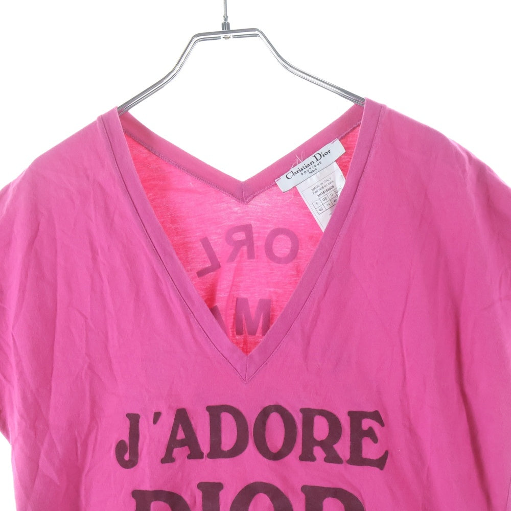 Christian Dior(クリスチャンディオール) J'ADORE Vネック半袖Tシャツ ピンク 3H16155400 レディース