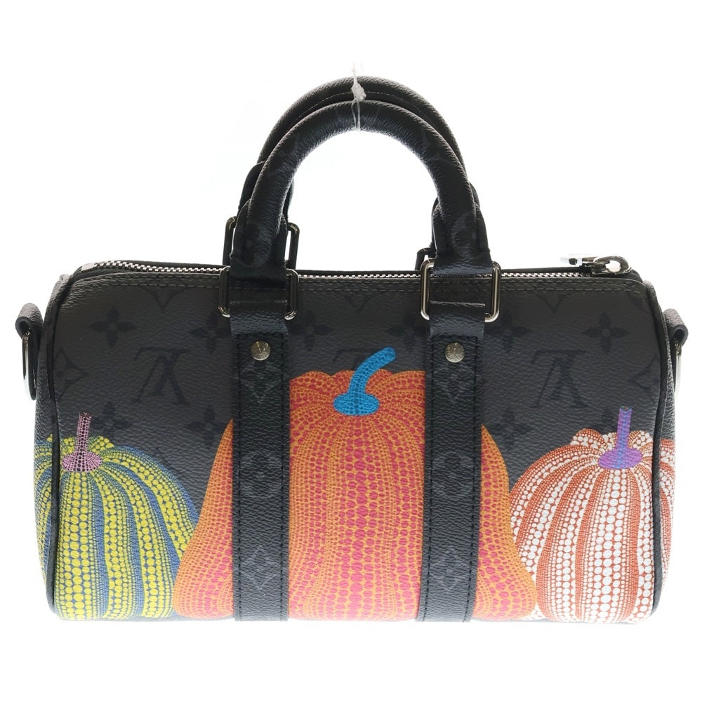 LOUIS VUITTON(ルイヴィトン) ×YK 草間彌生 モノグラム エクリプスリバース パンプキンドット バンドリエール25 2WAY ハンド ショルダーバッグ シルバー金具 ブラック M46437 ストラップ レディース
