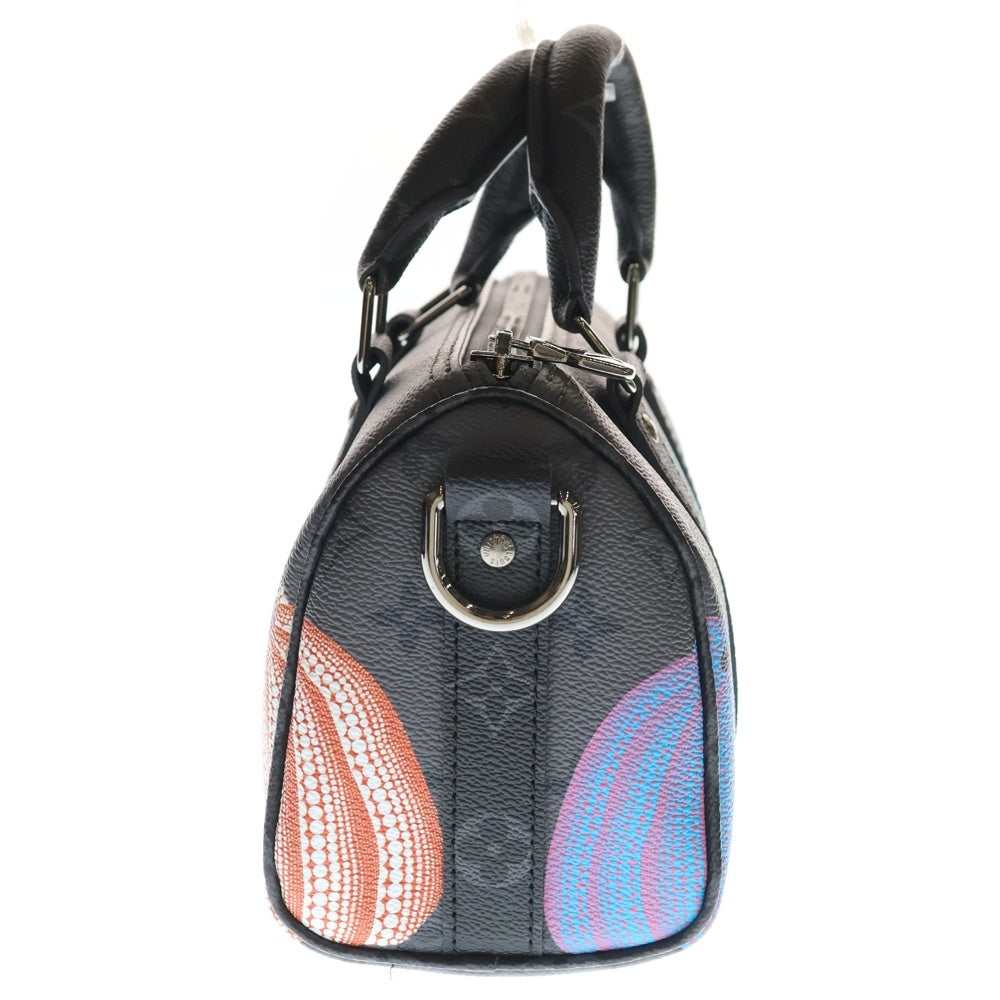 LOUIS VUITTON(ルイヴィトン) ×YK 草間彌生 モノグラム エクリプスリバース パンプキンドット バンドリエール25 2WAY ハンド ショルダーバッグ シルバー金具 ブラック M46437 ストラップ レディース