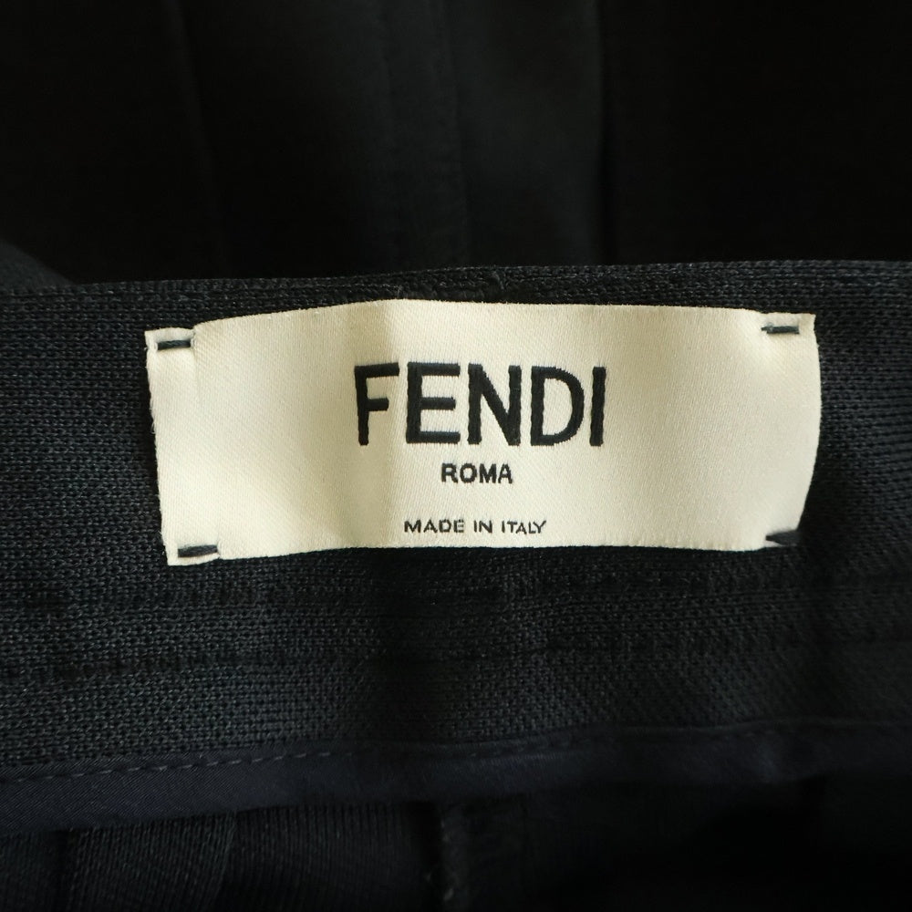 FENDI(フェンディ) ズッカ柄 サイドライン テープ ジャージー トラックパンツ ブラック/ブラウン レディース FR6167