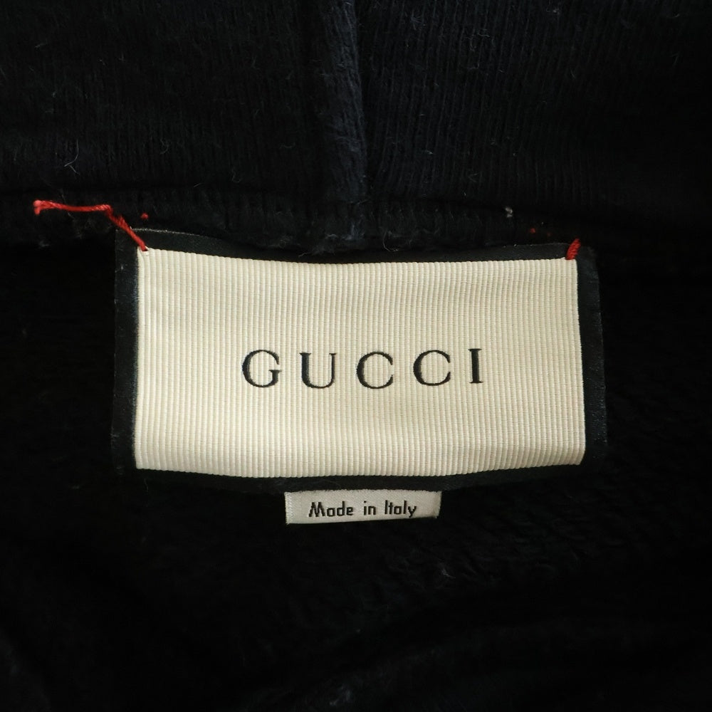 GUCCI(グッチ) オーロラロゴプリント プルオーバー スウェットパーカー フーディー ブラック 475374 レディース