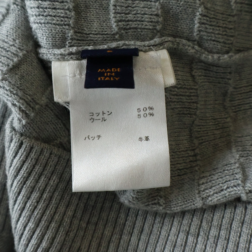 LOUIS VUITTON(ルイヴィトン) 20SS レザーワッペンロゴ ダミエジャガード ジップアップ ドライバーズ ニット ジャケット グレー HBN46WF99