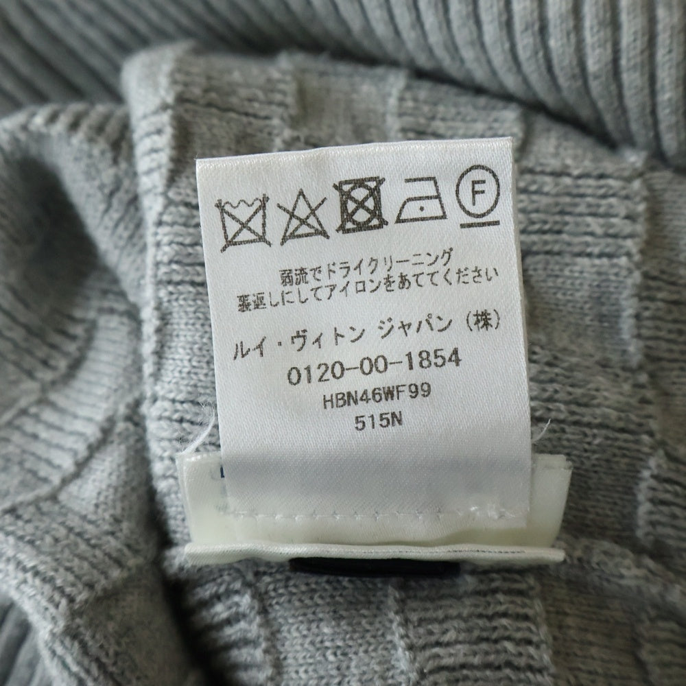 LOUIS VUITTON(ルイヴィトン) 20SS レザーワッペンロゴ ダミエジャガード ジップアップ ドライバーズ ニット ジャケット グレー HBN46WF99