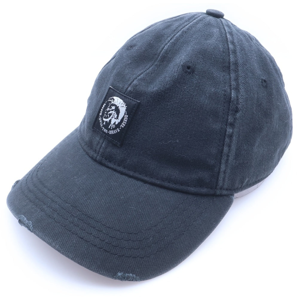 DIESEL(ディーゼル) ロゴ刺繍 ダメージ加工 ベースボールキャップ ブラック