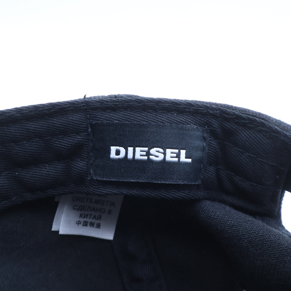 DIESEL(ディーゼル) ロゴ刺繍 ダメージ加工 ベースボールキャップ ブラック