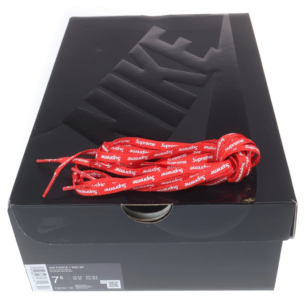 SUPREME(シュプリーム) AIR FORCE 1 MID エアフォースワン ミッドカットスニーカー ホワイト US7.5/25.5cm FZ8784-001