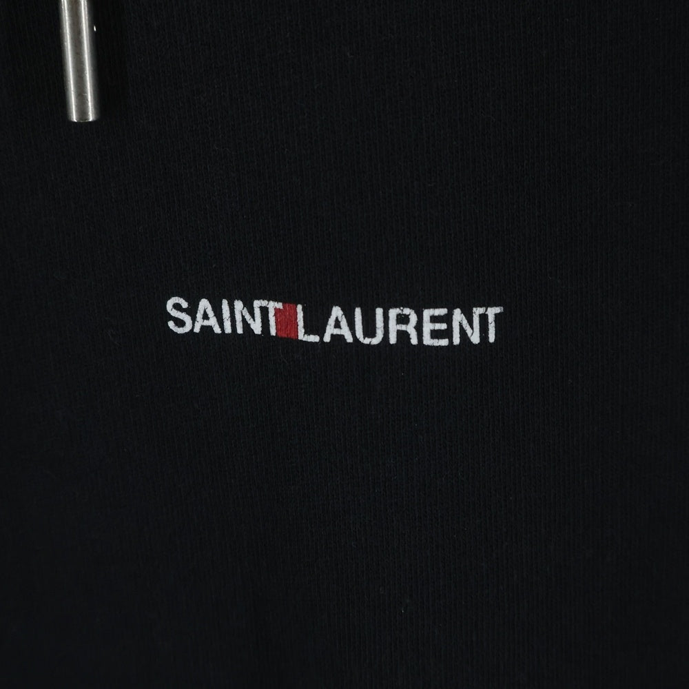 SAINT LAURENT PARIS(サンローランパリ) シグネクチャーロゴプリント プルオーバースウェット パーカー フーディー ブラック