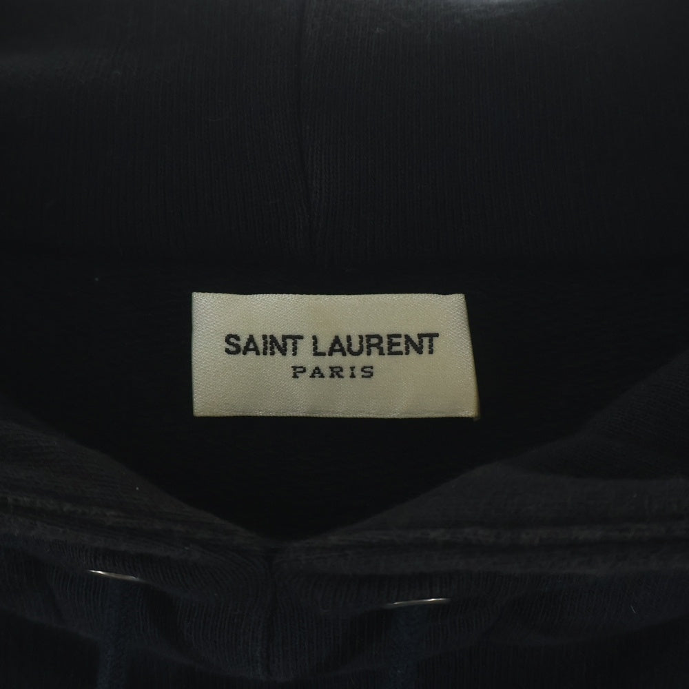 SAINT LAURENT PARIS(サンローランパリ) シグネクチャーロゴプリント プルオーバースウェット パーカー フーディー ブラック