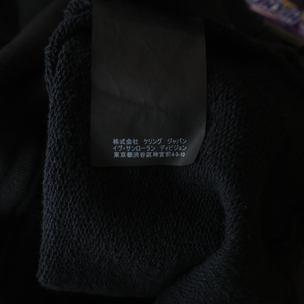 SAINT LAURENT PARIS(サンローランパリ) シグネクチャーロゴプリント プルオーバースウェット パーカー フーディー ブラック