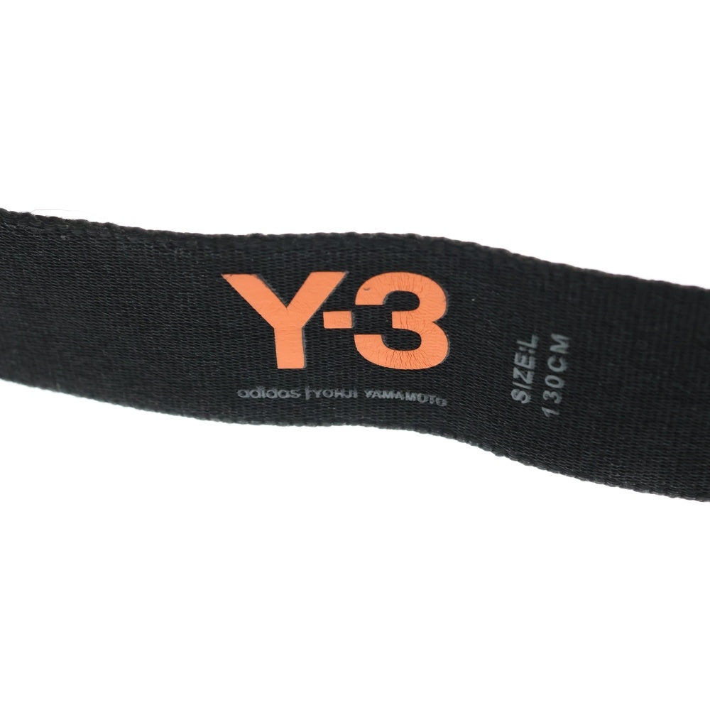 Y-3(ワイスリー) ロゴ刺繍 Dカンバックル ロング ベルト ブラック
