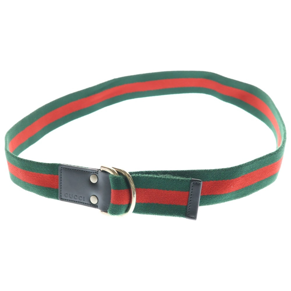 GUCCI(グッチ) エンボスロゴ シェリーライン Dカンバックル ロングベルト グリーン/レッド 451136 H917N レディース