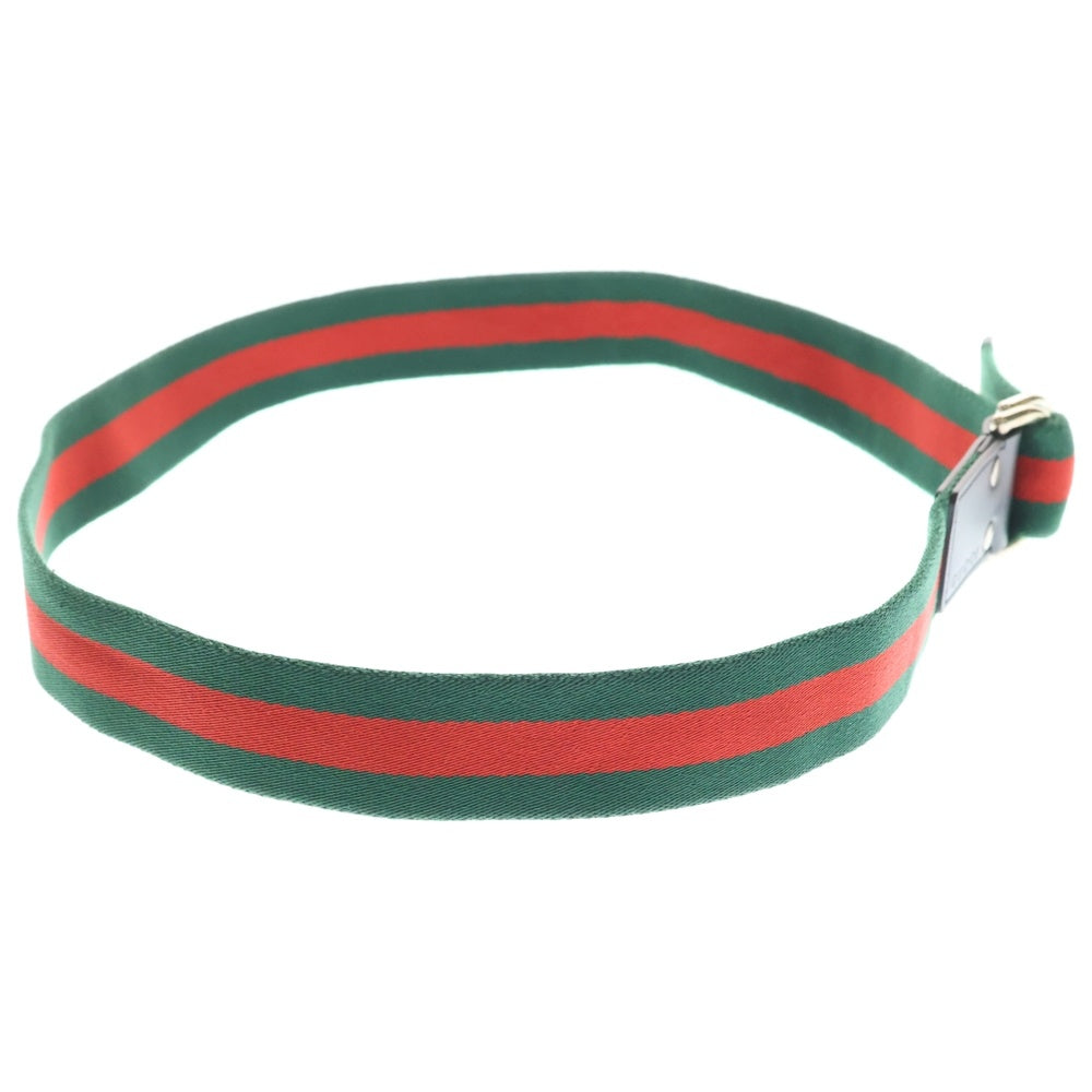 GUCCI(グッチ) エンボスロゴ シェリーライン Dカンバックル ロングベルト グリーン/レッド 451136 H917N レディース