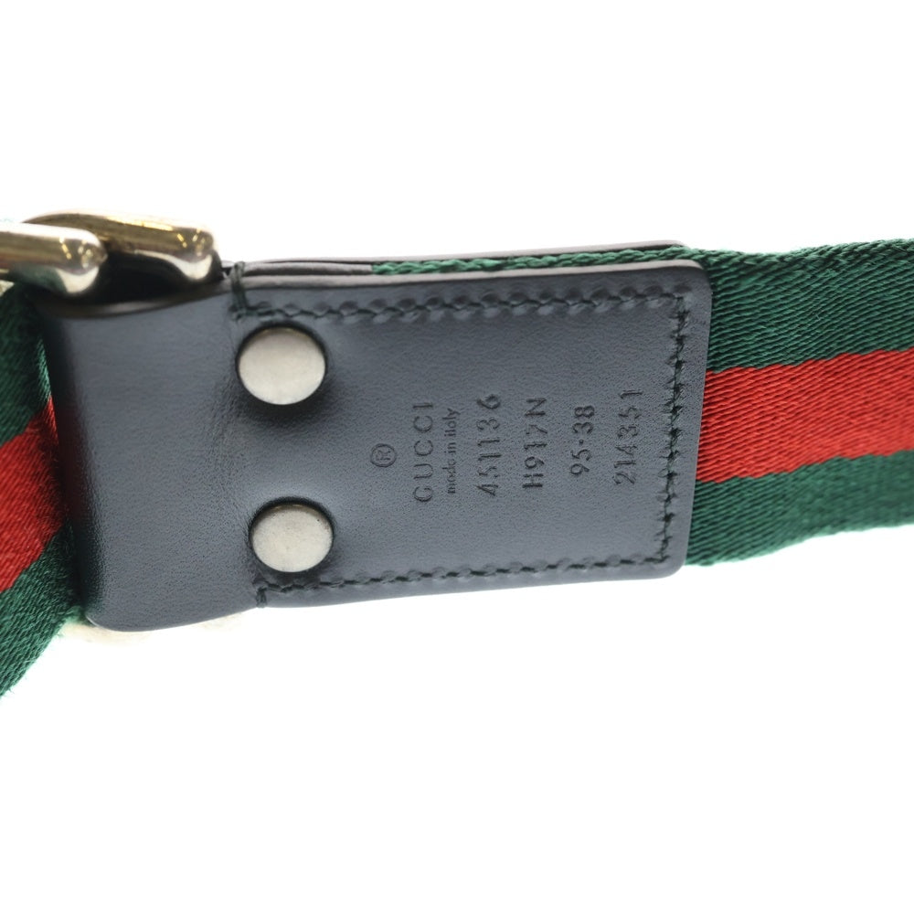 GUCCI(グッチ) エンボスロゴ シェリーライン Dカンバックル ロングベルト グリーン/レッド 451136 H917N レディース