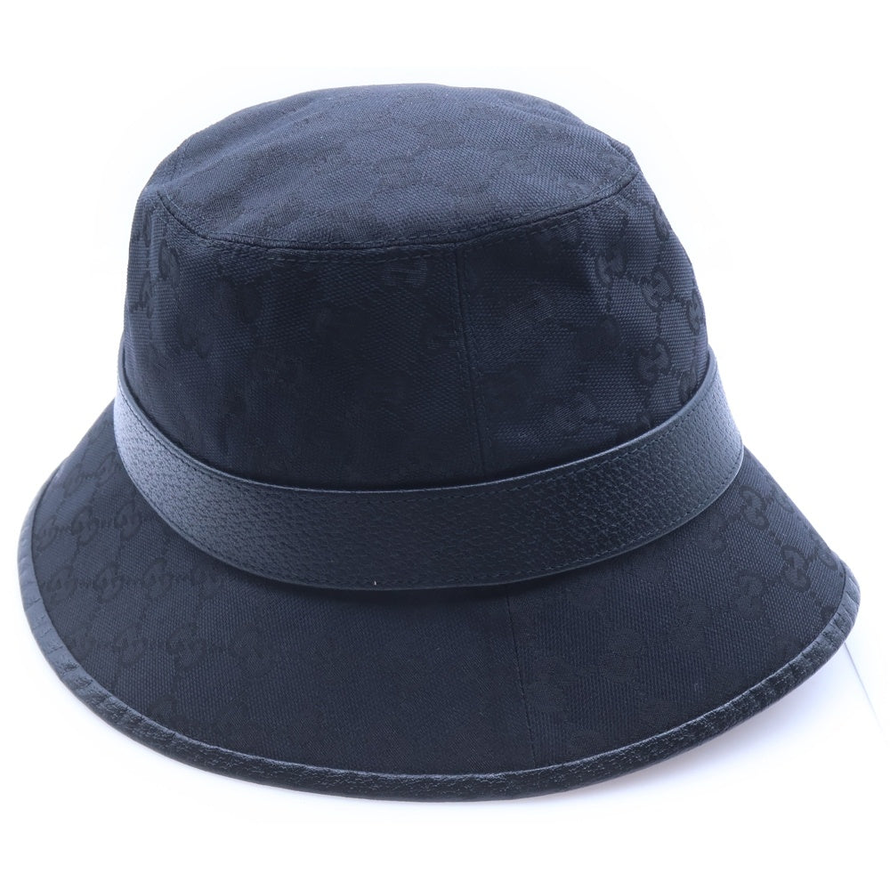 GUCCI(グッチ) GGキャンバス GGマーモント レザー バケットハット ブラック 576587 4HG53