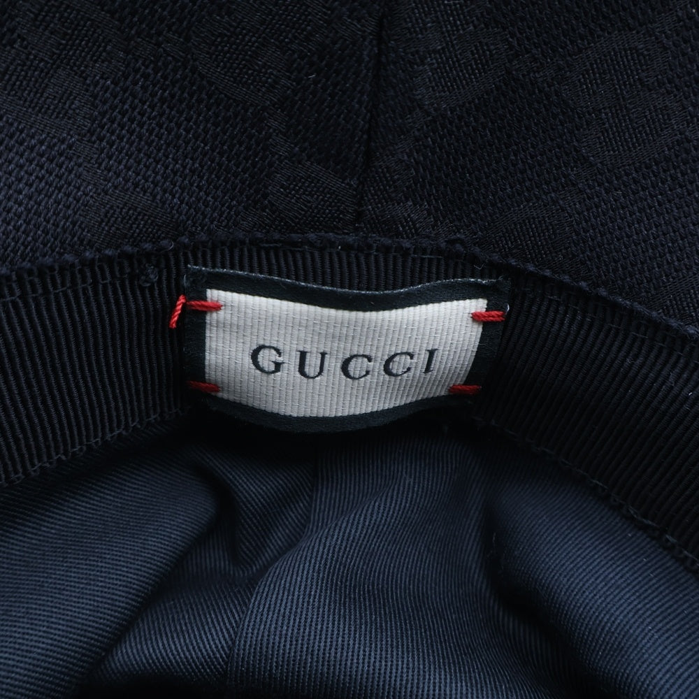 GUCCI(グッチ) GGキャンバス GGマーモント レザー バケットハット ブラック 576587 4HG53