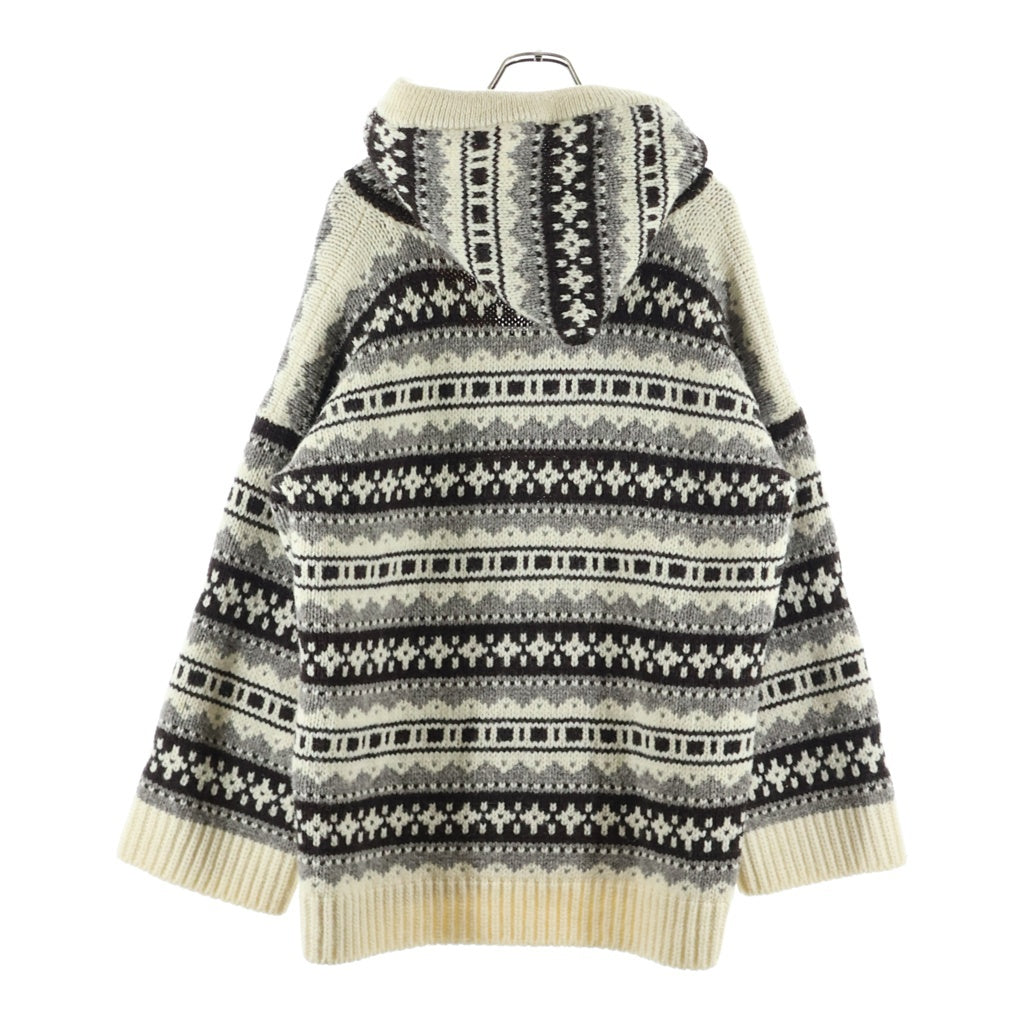 CELINE(セリーヌ) 21AW Nordic Knit Hoodie ノルディックニットフーディー プルオーバーパーカー アイボリー/ブラウン 2A80R107O